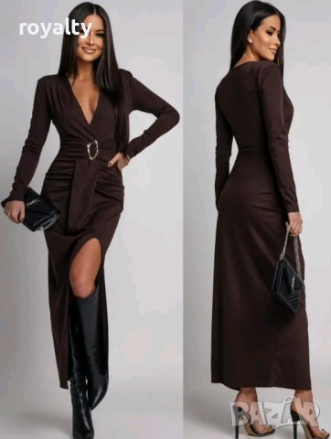 Кафява Дамска Дълга Рокля 