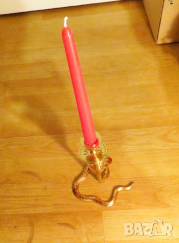 Старинен бронзов  свещник с змия - кобра - 18 см. - Красива изработка която на живо просто спира дъх, снимка 4 - Антикварни и старинни предмети - 40052114