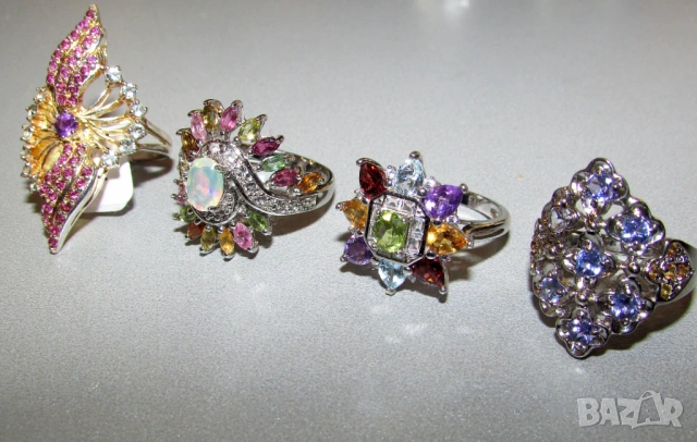 Сребърни пръстени с натурални минерали подходящи за подарък , снимка 4 - Пръстени - 53636824