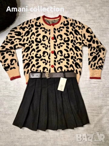 Плисирана пола от вълна с коланче, снимка 5 - Поли - 52308019