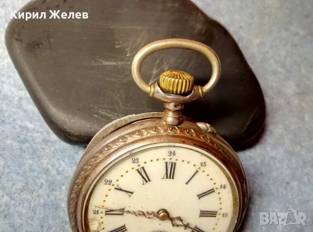 CYLINDRE 10 RUBIS Стар ШВЕЙЦАРСКИ СРЕБЪРЕН ДЖОБЕН ЧАСОВНИК СРЕБРО 800 с ПОЗЛАТЕНА ОРНАМЕНТИКА 48860, снимка 9 - Антикварни и старинни предмети - 48035057