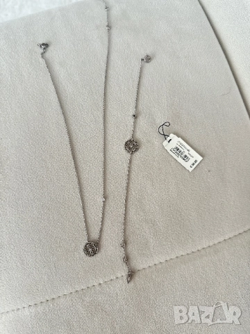 Fossil , сребърни колие и гривна “ цветето на живота”