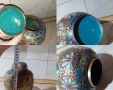 Cloisonne Клоазоне стара ваза буркан бронз клетъчен емайл, снимка 7