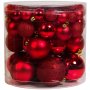 54 броя Комплект Червени Коледни Топки в 4 размера, снимка 1 - Други стоки за дома - 42671075