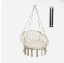 Висяща, укачаща се градинска люлка и за тераса хамак макраме, плетена Ø60x80 см. До 120 кг., снимка 3