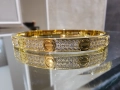 CARTIER Love Paved Gold Classic Diamonds Гривна с Отверка, снимка 3