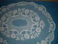 19век ръчно  плетена  елипсовидна покривка филе дантела , снимка 3