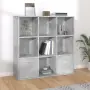 vidaXL Шкаф библиотека, бетонно сива, 98x30x98 см, инженерно дърво, снимка 2