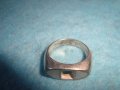 СТАР СРЕБЪРЕН ПРЪСТЕН АНГЛИЯ ОКСИДИРАНО СРЕБРО 925 с ШЛИФОВАН ЛУНЕН КАМЪК БИЖУ - РЪЧНА РАБОТА 25675, снимка 13