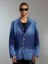 Ново мъжко дънково сако блейзър яке изтъркан ефект синьо деним памук ХЛ, снимка 3