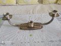 Стар Посребрен Троен Свещник , снимка 1