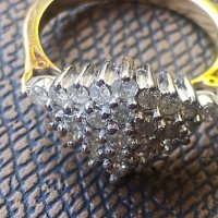 Златен пръстен с 1ct диаманти/ 25 броя/ Договаряне!!! , снимка 4 - Пръстени - 40746180