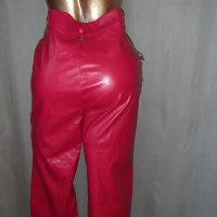 М/L Червен кожен панталон с капси , снимка 7 - Панталони - 41671962