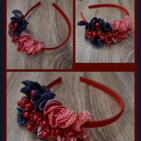 Ефектна диадема в преливащ цвят в синьо, червено и розово, снимка 1 - Аксесоари за коса - 35851588