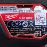 Milwaukee M18 BDD - Акумулаторен винтоверт 2x18V 4.0Ah 2022г., снимка 5 - Винтоверти - 41455118