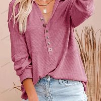 Дамска едноцветна блуза с копчета и дълъг ръкав, 5цвята - 023, снимка 2 - Блузи с дълъг ръкав и пуловери - 41948867