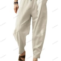 Мъжки свободни хип-хоп панталони тип молив от памук с връзки, 7цвята - 023, снимка 3 - Панталони - 40780879