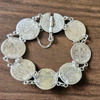 Стара сребърна гривна от монети , снимка 1 - Други ценни предмети - 39063633