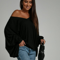 Рокля - туника - блуза с прилеп ръкави - Черна, снимка 5 - Рокли - 44932108