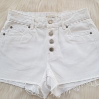 Бели къси дънки с висока талия размер S, снимка 5 - Панталони - 41681647