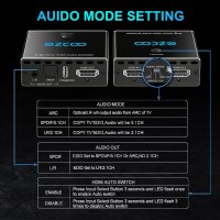 4K 120Hz HDMI 2.1 Audio Extractor 2X1 VRR ALLM HDCP2.3 HDR10 ARC CEC Audio Extractor Switch 2 IN 1 O, снимка 5 - Други - 41632915