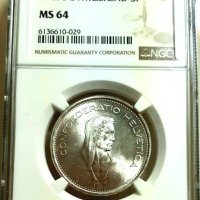 5 франка/ сребро/ 1969 Швейцария, снимка 1 - Нумизматика и бонистика - 41456837