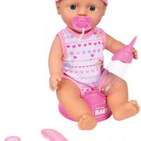 Пишкаща кукла-бебе Simba New Born 105037800 - Baby Darling, розова дрешка на сърчица, снимка 2 - Кукли - 36000403