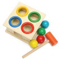 Детска дървена играчка с чук и топчета, снимка 6 - Образователни игри - 40513310