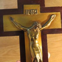Стар кръст разпятие Христово, Исус Христос 25 х 19 см , снимка 3 - Антикварни и старинни предмети - 34746611