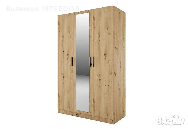 Трикрил гардероб с огледало Сити 1003 дъб артисан или комбинация мока/ лате, снимка 1