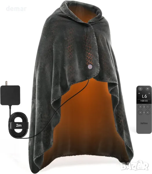 Нано нагреваемо одеяло с електрическо захранване, преносимо, дистанционно, 6 нива (125x150 см, сиво), снимка 1