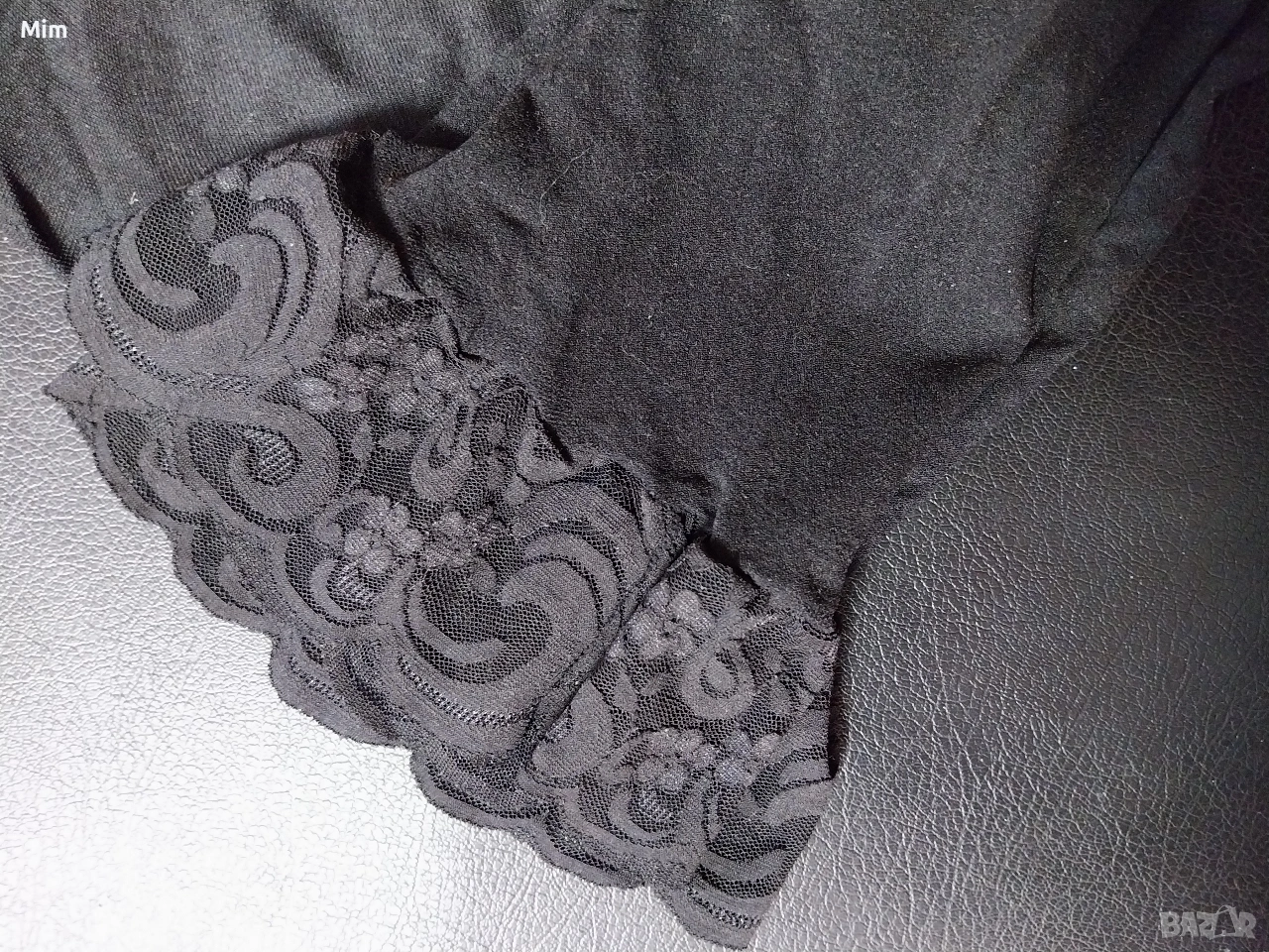 40 den Черни дамски ,плътни чорапи с дантела за жартиери , снимка 1