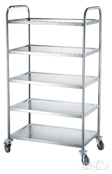 Количка за сервиране от неръждаема стомана с 5 рафта, снимка 1