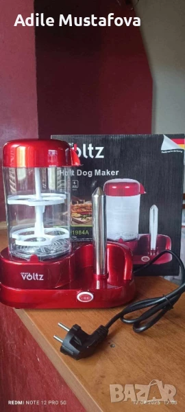 Уред за хот-дог с приставка за 6 яйца Voltz, 365W, Незалепващо покритие, Червен 24 месеца гаранция, снимка 1