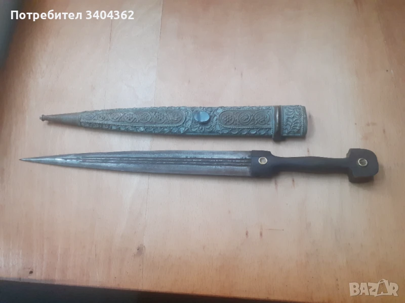 Кавказка кама кинжал нож острие с кания, снимка 1