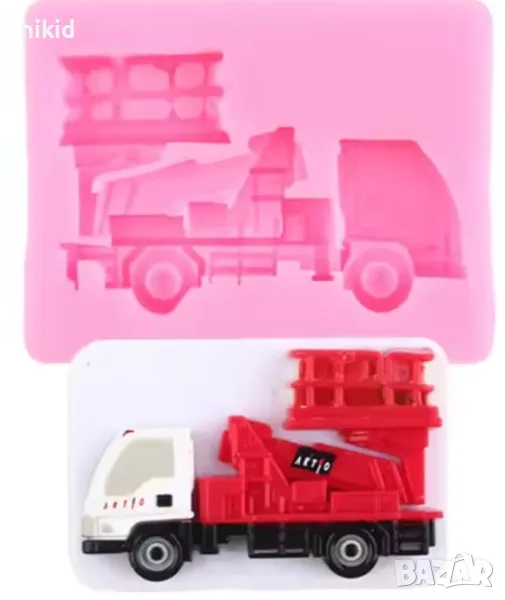 Пожарна камион пожарен кран силиконов молд форма фондан декор украса, снимка 1