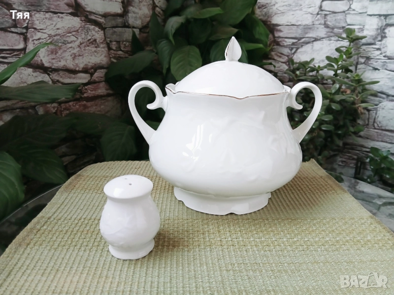 БГ порцелан бяла Шипка,  супник и солничка , снимка 1