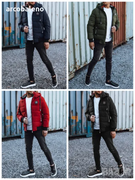 Мъжко зимно ватирано яке с качулка, 4цвята , снимка 1