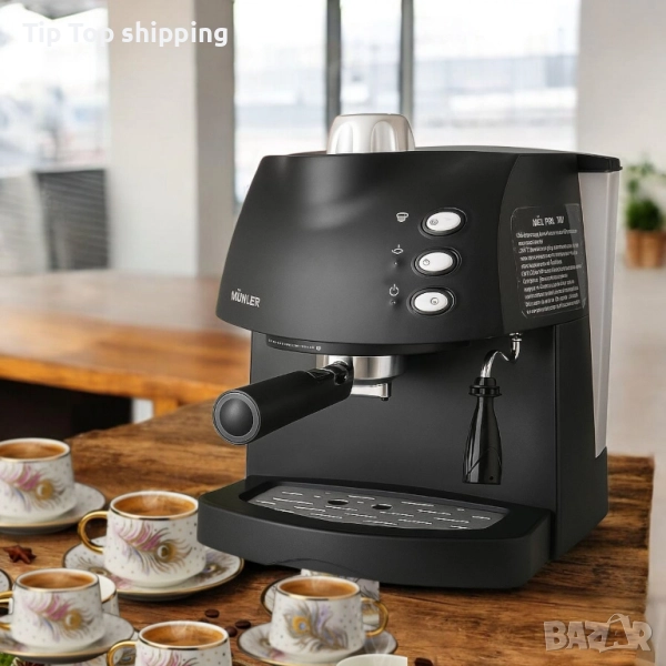 Еспресо машина MUHLER + Луксозен порцеланов сервиз - Екстравагантен комплект 2 в 1, снимка 1