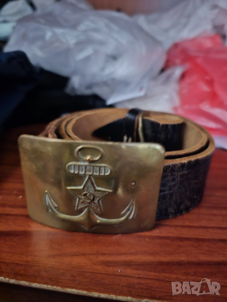 Стар морски моряшки колан с котва  от 50те  за по слаби фигури дължина 89 см., снимка 1