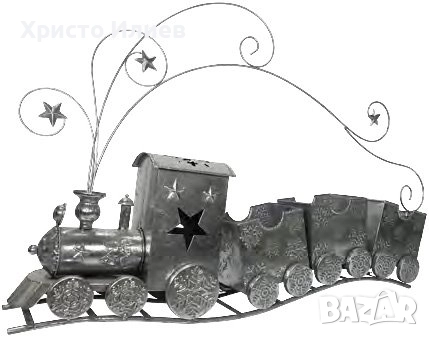 Коледен влак Локомотив с три вагона Голям 94см, снимка 1