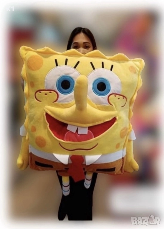 Голяма плюшена играчка Спондж Боб 100см/ Плюшен Спондж Боб, снимка 1