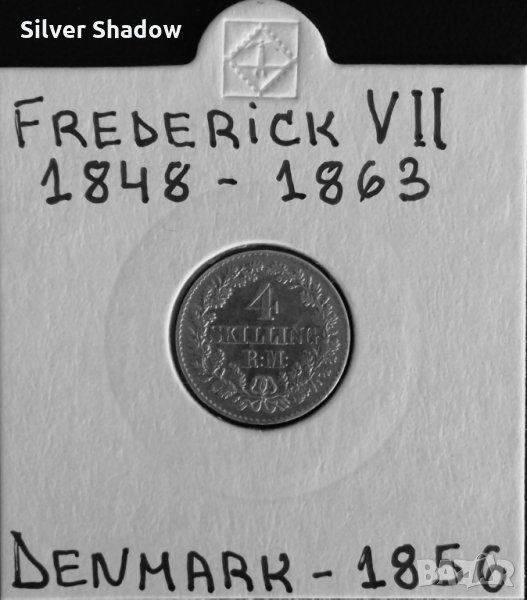 Монета Дания - 4 Шилинг 1856 г. Крал Фредерик VII - Сребро, снимка 1