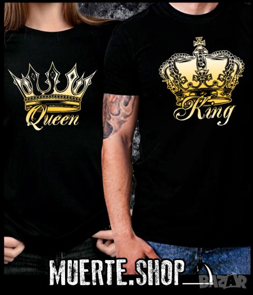 Тениски с щампи за двойки, комплект QUEEN AND KING CROWNS, снимка 1