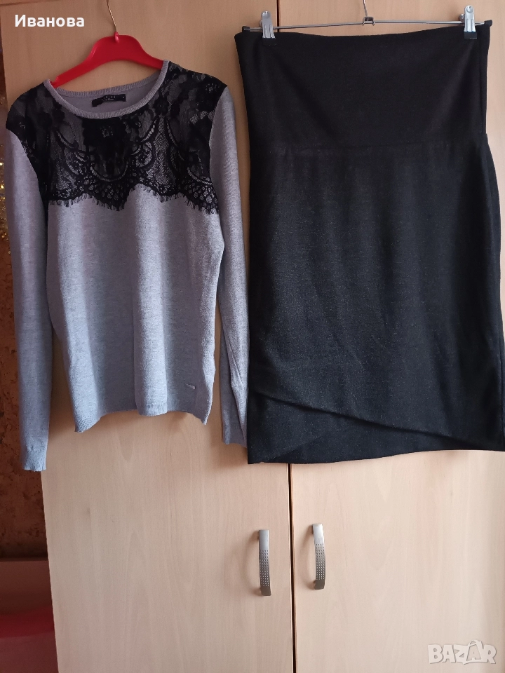 Еластична плътна пола с подарък пуловер Мохито, снимка 1