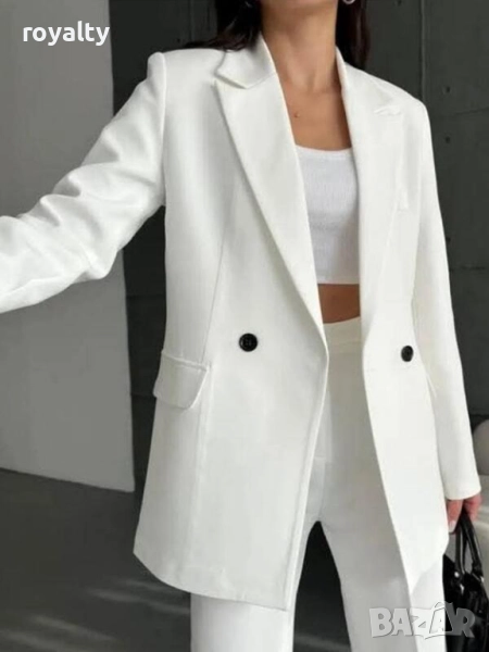 Бяло елегантно дамско сако, снимка 1