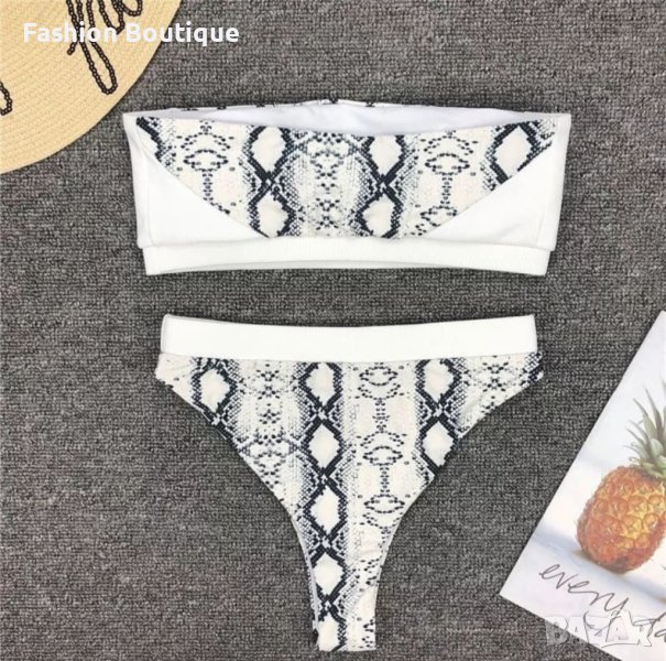 Змийски бански с висока талия ХИТ бял, снимка 1