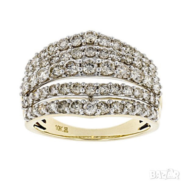 Дамски пръстен бели циркони, 10К златнно покритие, снимка 1