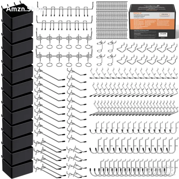 Комплект органайзери за Pegboard куки за дъски с колчета с контейнери за организиране на инструменти, снимка 1