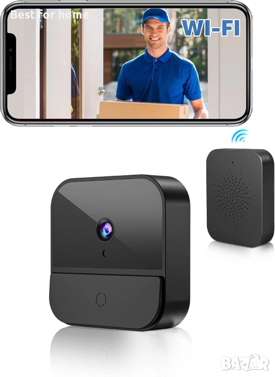 Wi-Fi Видео звънец BETTERMO – Смарт камера за врата, Нощно виждане и Двупосочно аудио, снимка 1